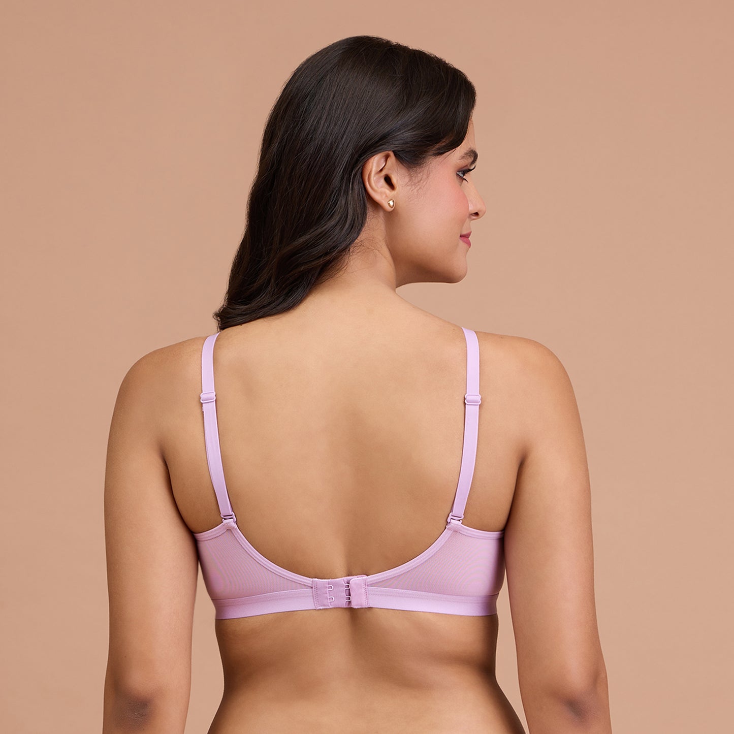 Nykd by Nykaa Breathe Cotton Padded Wireless Triangle T-Shirt Bra 3/4th Coverage NYB003-Purple