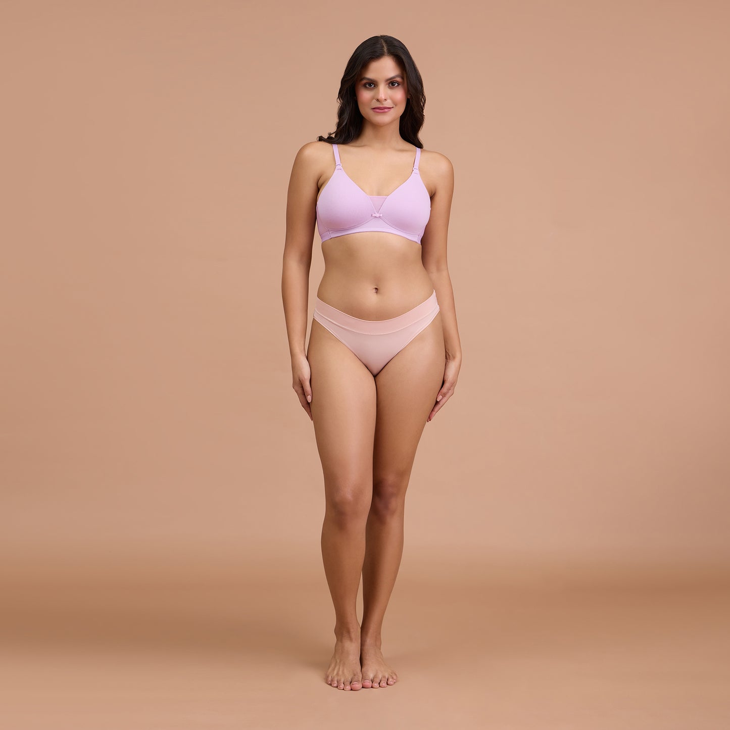 Nykd by Nykaa Breathe Cotton Padded Wireless Triangle T-Shirt Bra 3/4th Coverage NYB003-Purple