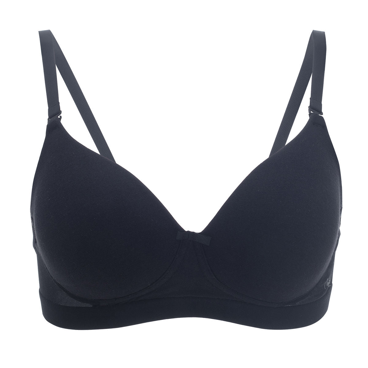 Breathe Cotton Padded wireless Transparent back bra 3/4th coverage NYB007-Black