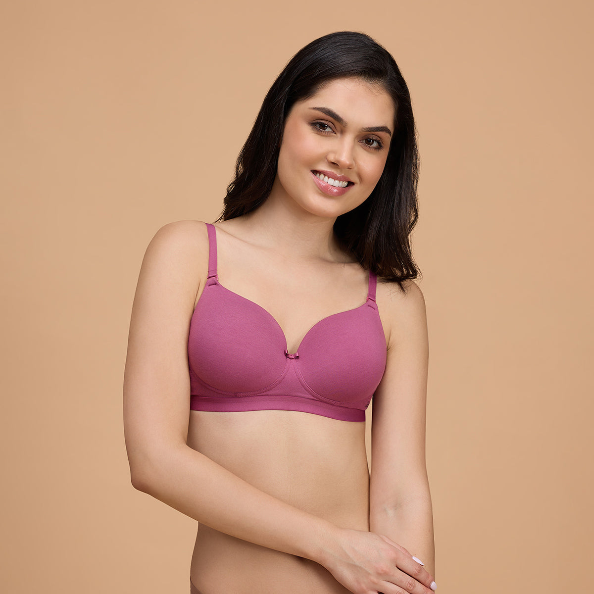 Buy Breathe Cotton Padded Wireless Transparent Back Bra 3/4th Coverage -  Nude NYB007 online