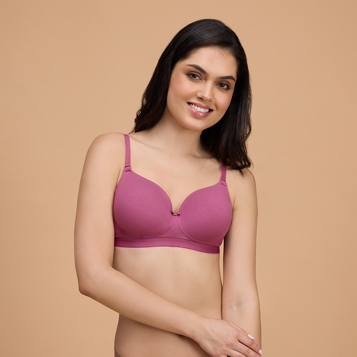 Breathe Cotton Padded wireless Transparent back bra 3/4th coverage NYB007-Rose