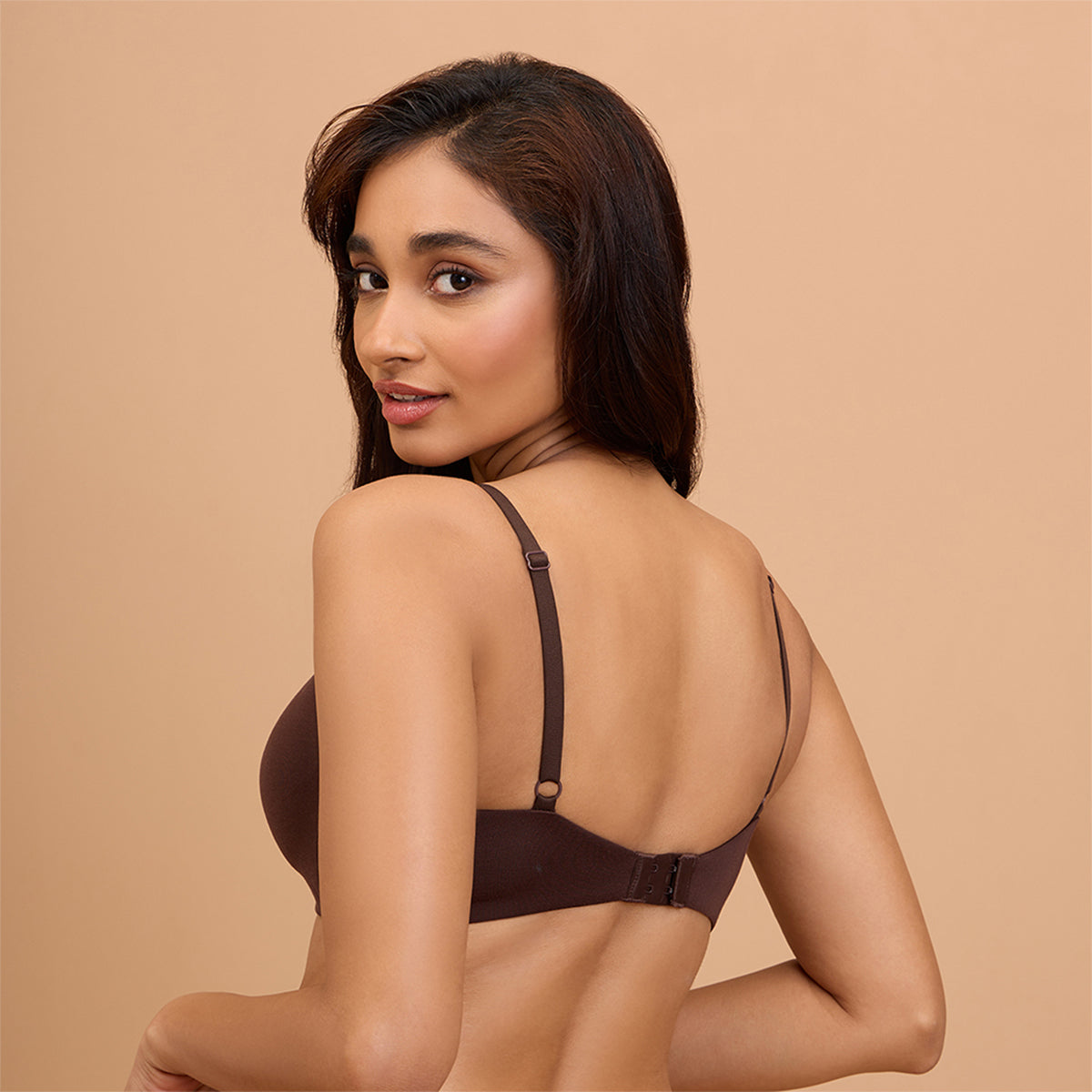 Modal Akin to Skin Padded Wireless T-Shirt Bra 3-4th Coverage NYB013 Brown