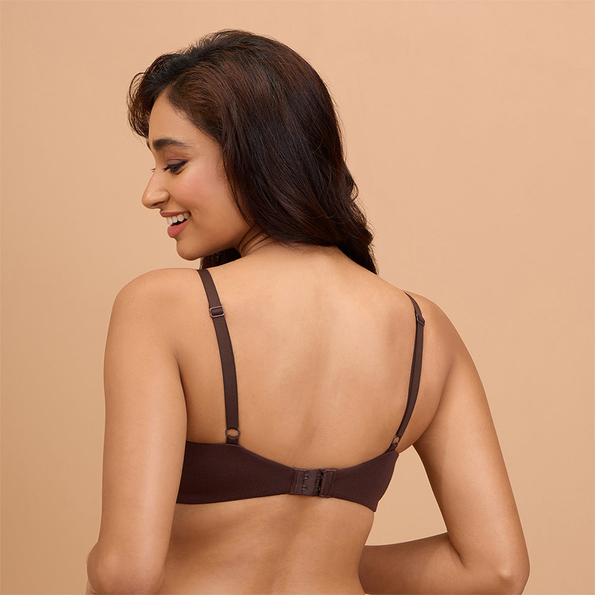 Modal Akin to Skin Padded Wireless T-Shirt Bra 3-4th Coverage NYB013 Brown