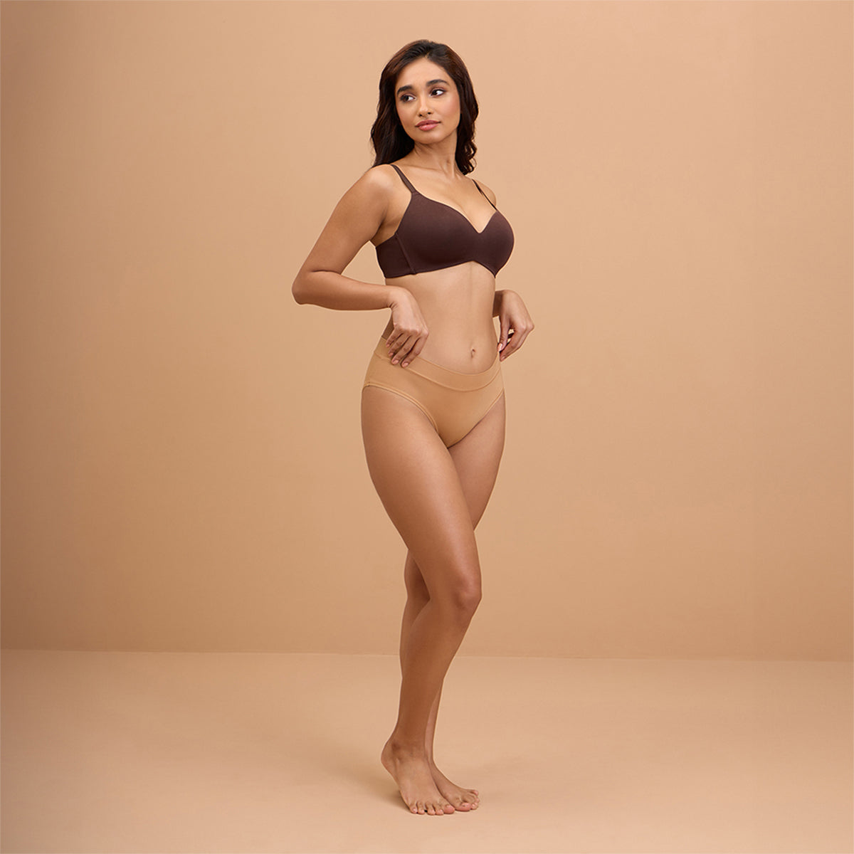 Modal Akin to Skin Padded Wireless T-Shirt Bra 3-4th Coverage NYB013 Brown