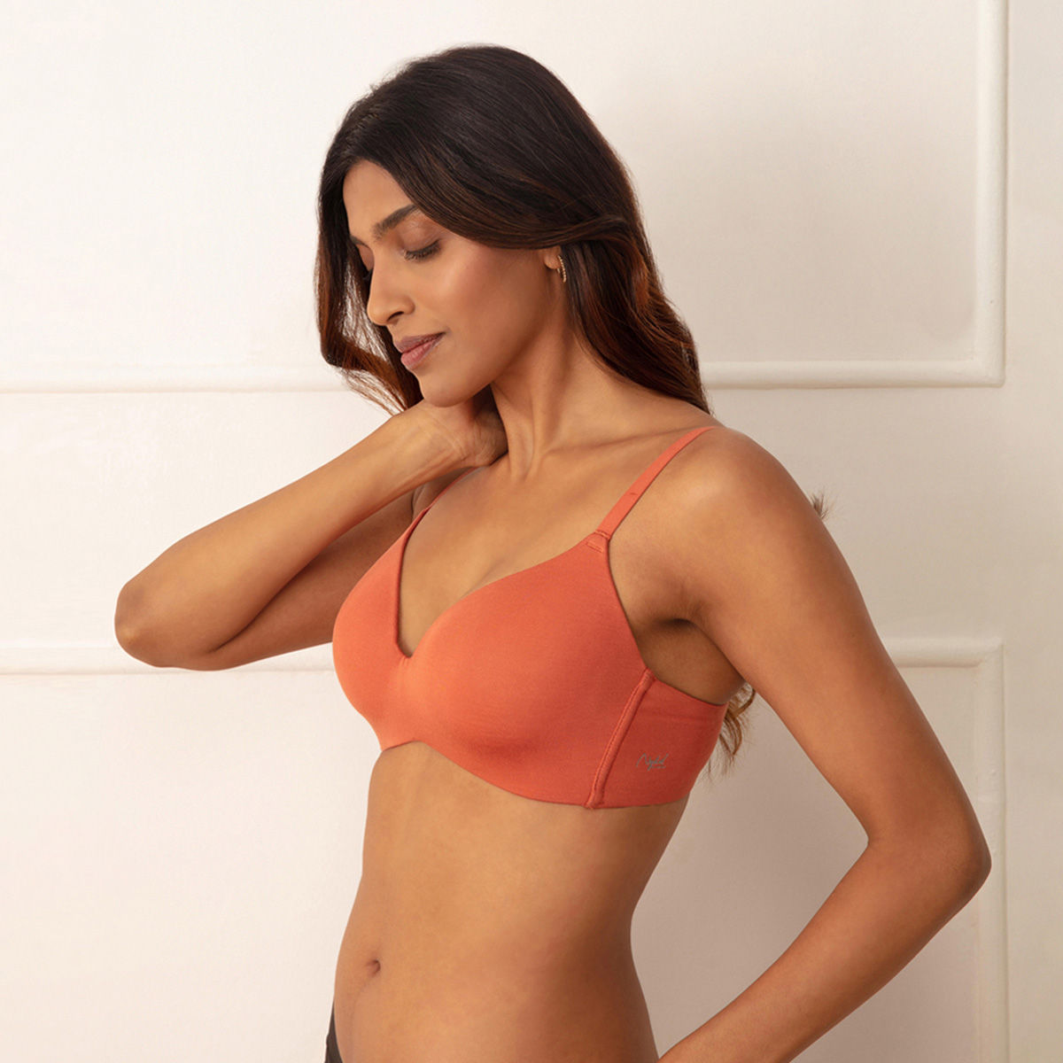 Modal Akin to Skin Padded Wireless T-Shirt Bra 3/4th Coverage-NYB013-Orange