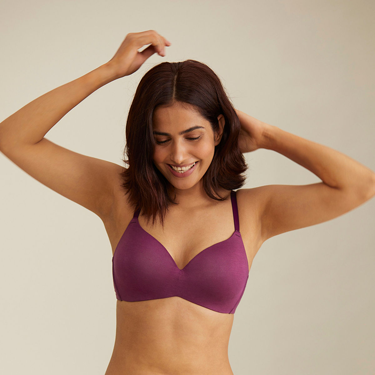 Modal Akin to Skin Padded Wireless T-Shirt Bra 3/4th Coverage-NYB013-Purple