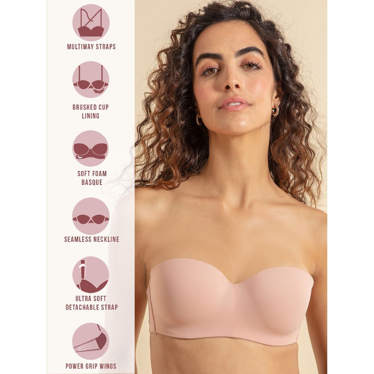 Nykd By Nykaa The Ultimate Multiway Strapless Padded Wired Bra NYB027 P Nude