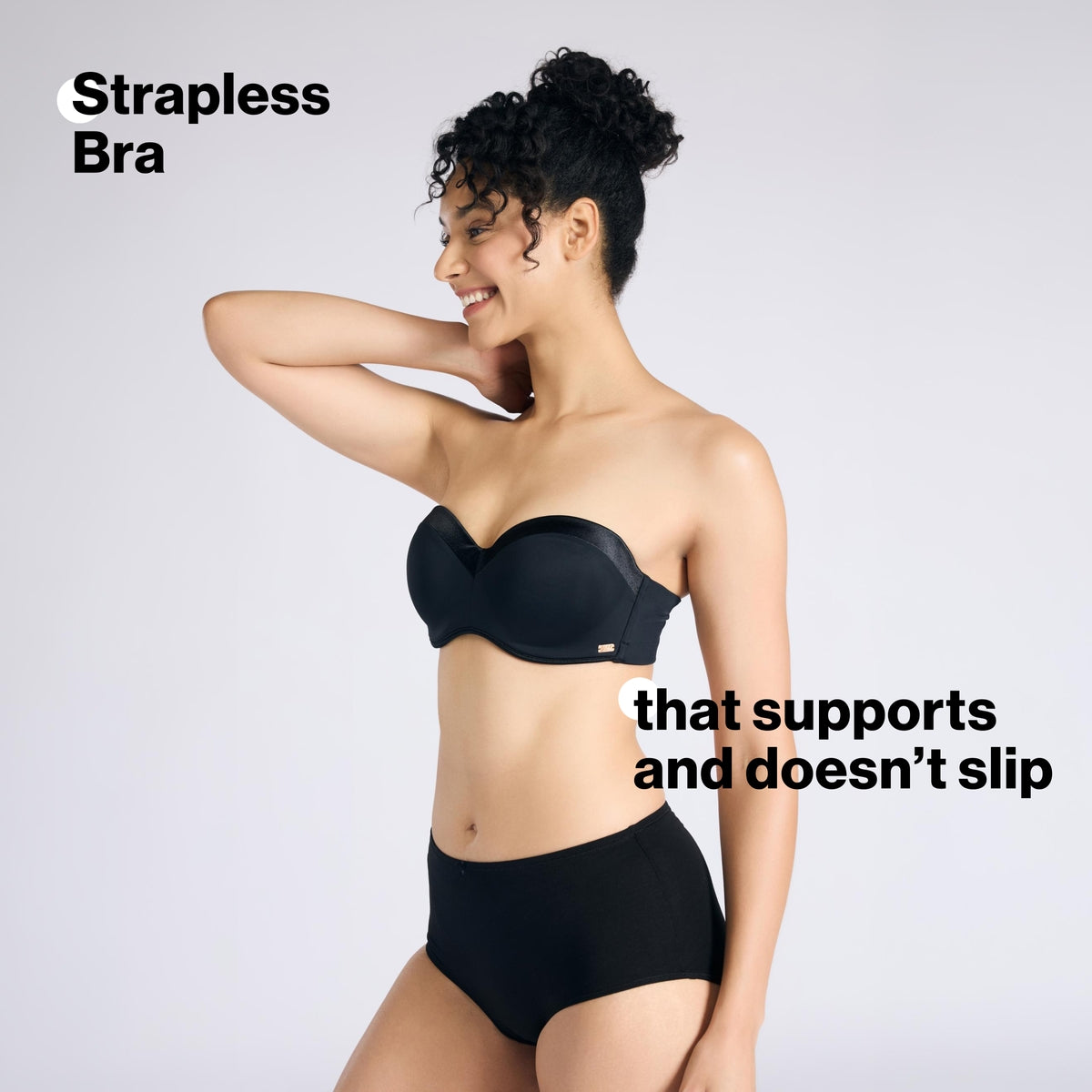 The Ultimate Multiway Luxe Satin Strapless Padded Wired Bra NYB027 Satin Black