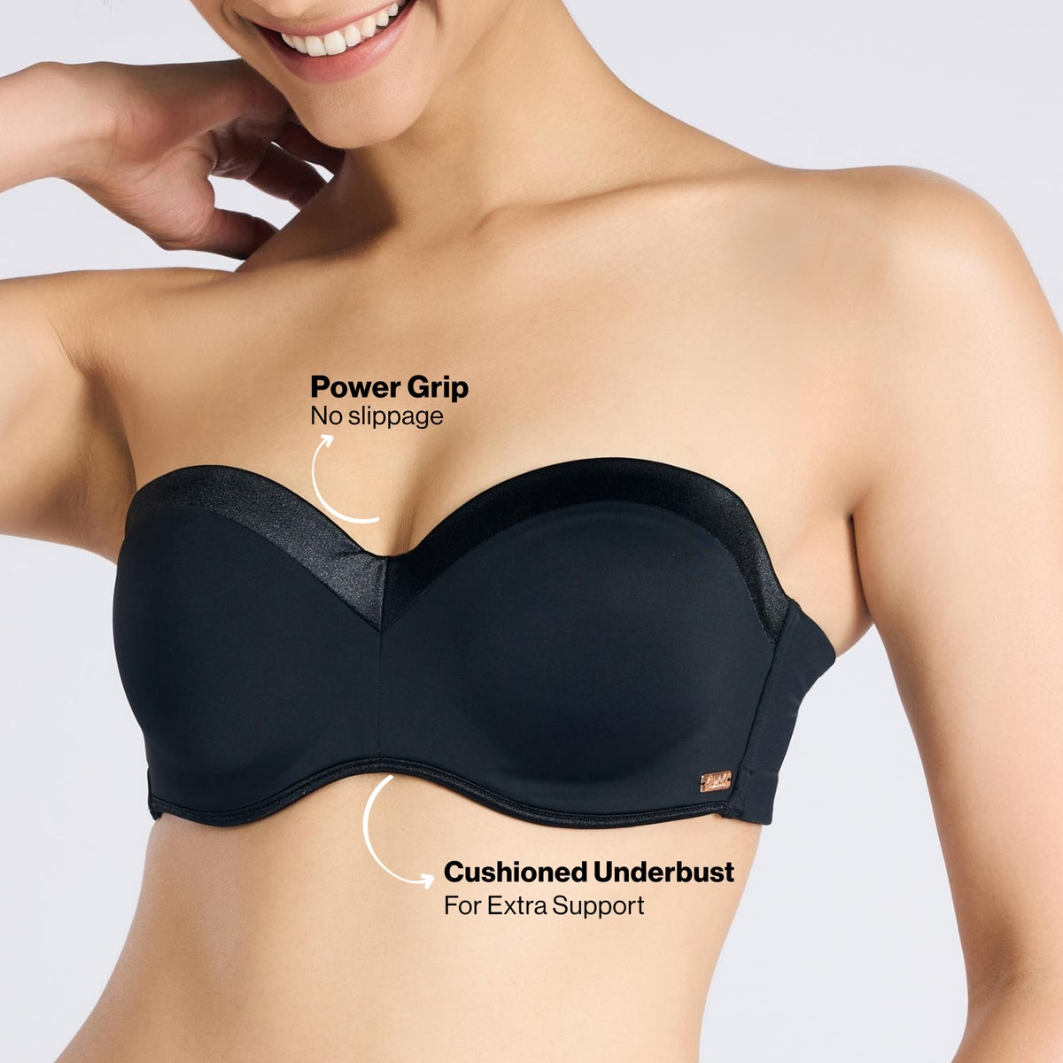 The Ultimate Multiway Luxe Satin Strapless Padded Wired Bra NYB027 Satin Black