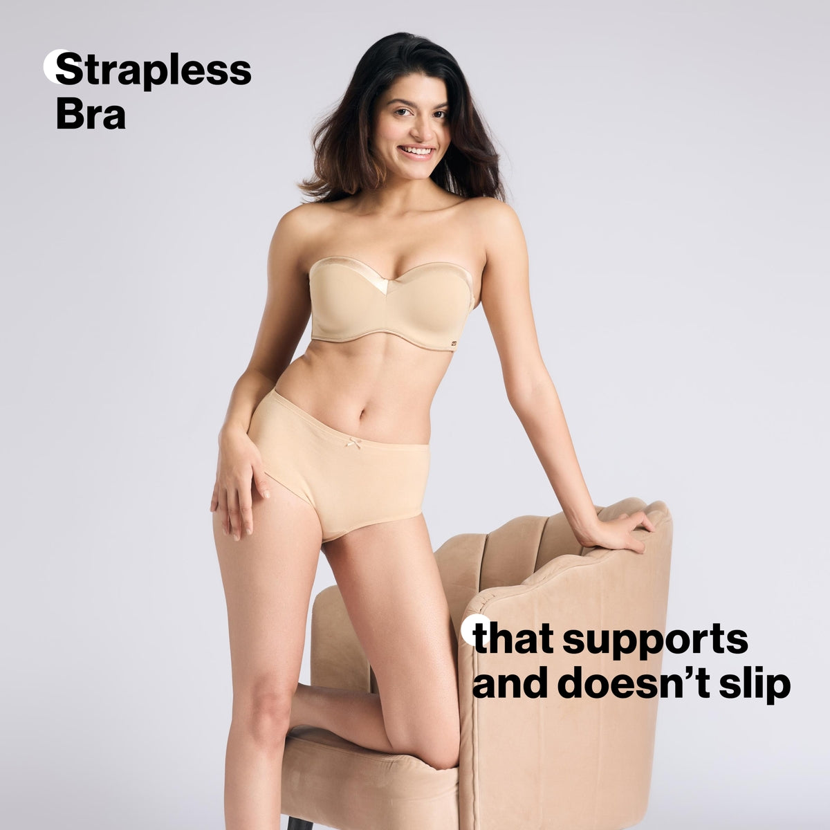 The Ultimate Multiway Luxe Satin Strapless Padded Wired Bra NYB027 Satin Sand