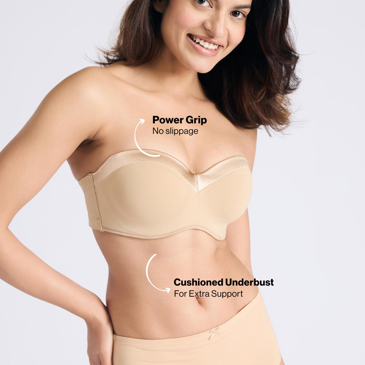 The Ultimate Multiway Luxe Satin Strapless Padded Wired Bra NYB027 Satin Sand