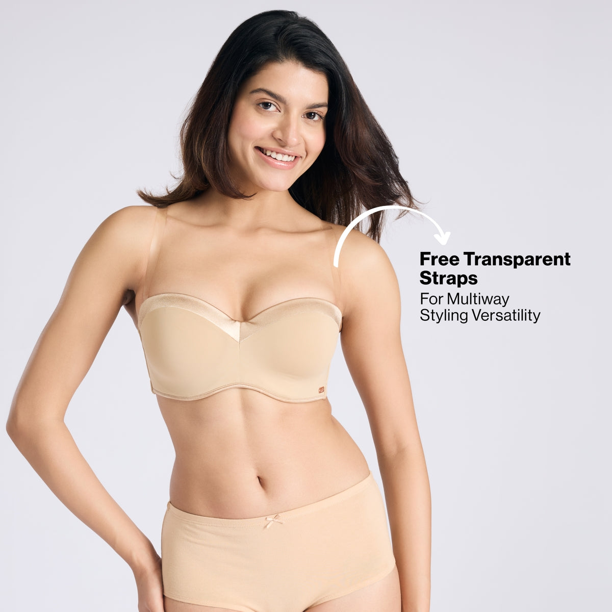 The Ultimate Multiway Luxe Satin Strapless Padded Wired Bra NYB027 Satin Sand