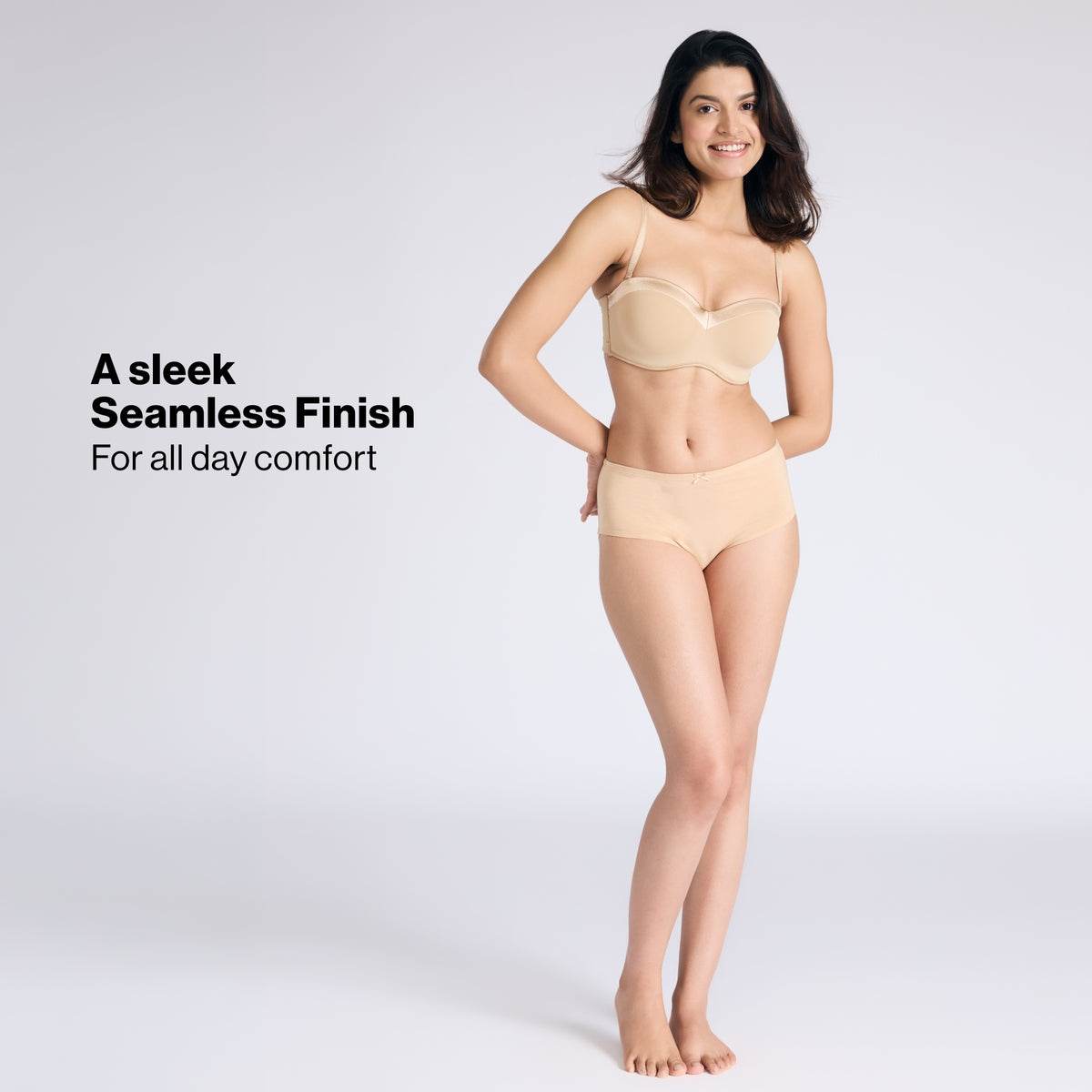 The Ultimate Multiway Luxe Satin Strapless Padded Wired Bra NYB027 Satin Sand