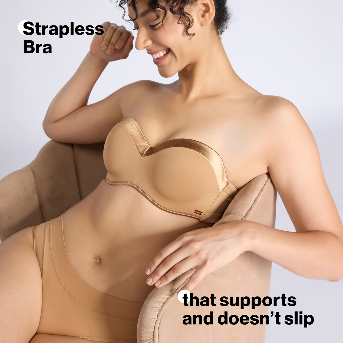 The Ultimate Multiway Luxe Satin Strapless Padded Wired Bra NYB027 Satin Tan