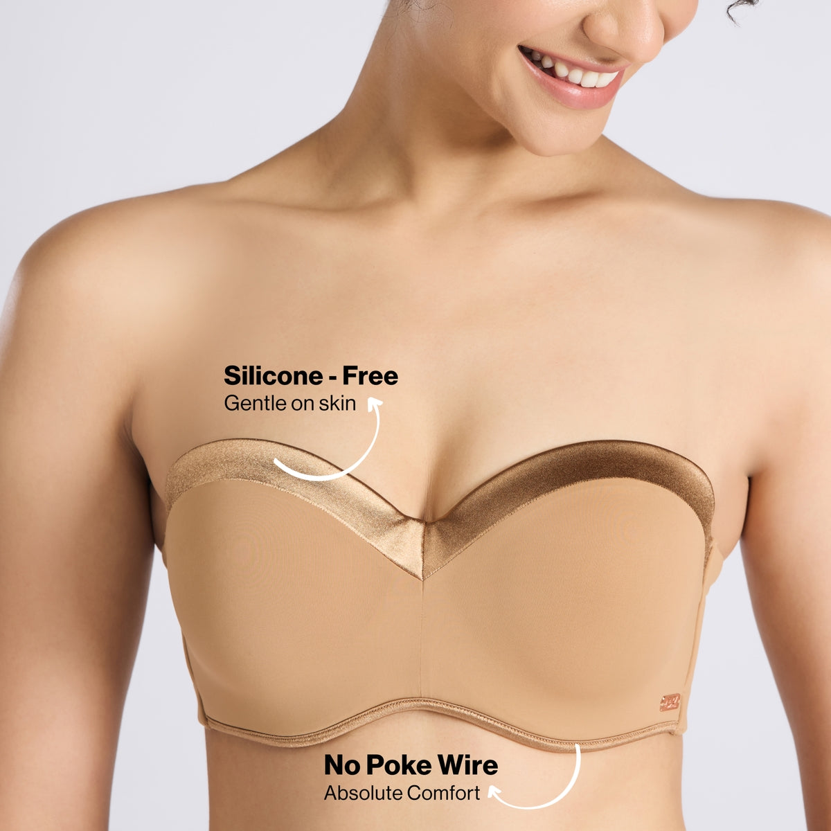 The Ultimate Multiway Luxe Satin Strapless Padded Wired Bra NYB027 Satin Tan