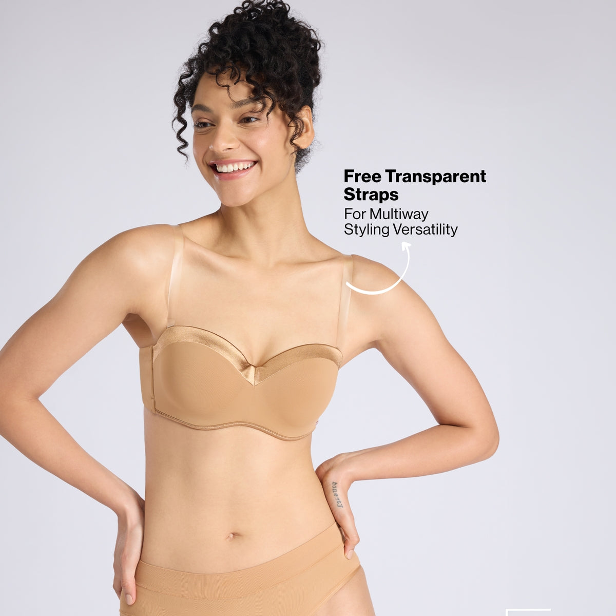 The Ultimate Multiway Luxe Satin Strapless Padded Wired Bra NYB027 Satin Tan