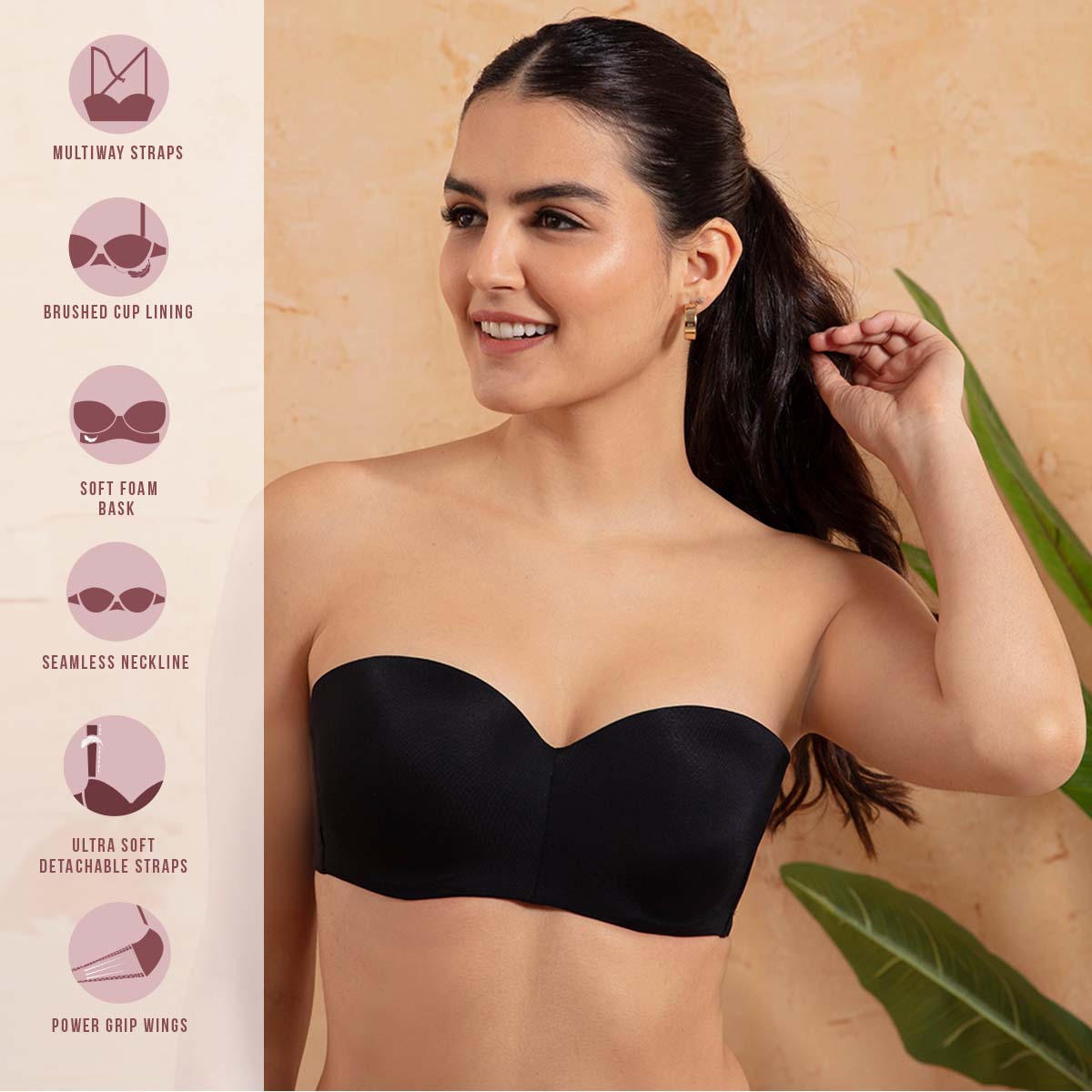 Nykd By Nykaa The Ultimate Multiway Strapless Padded Wired Bra NYB027 Black