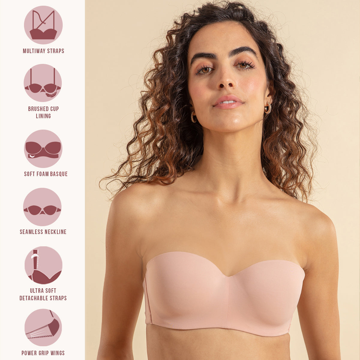 Nykd By Nykaa The Ultimate Multiway Strapless Padded Wired Bra NYB027 P Nude