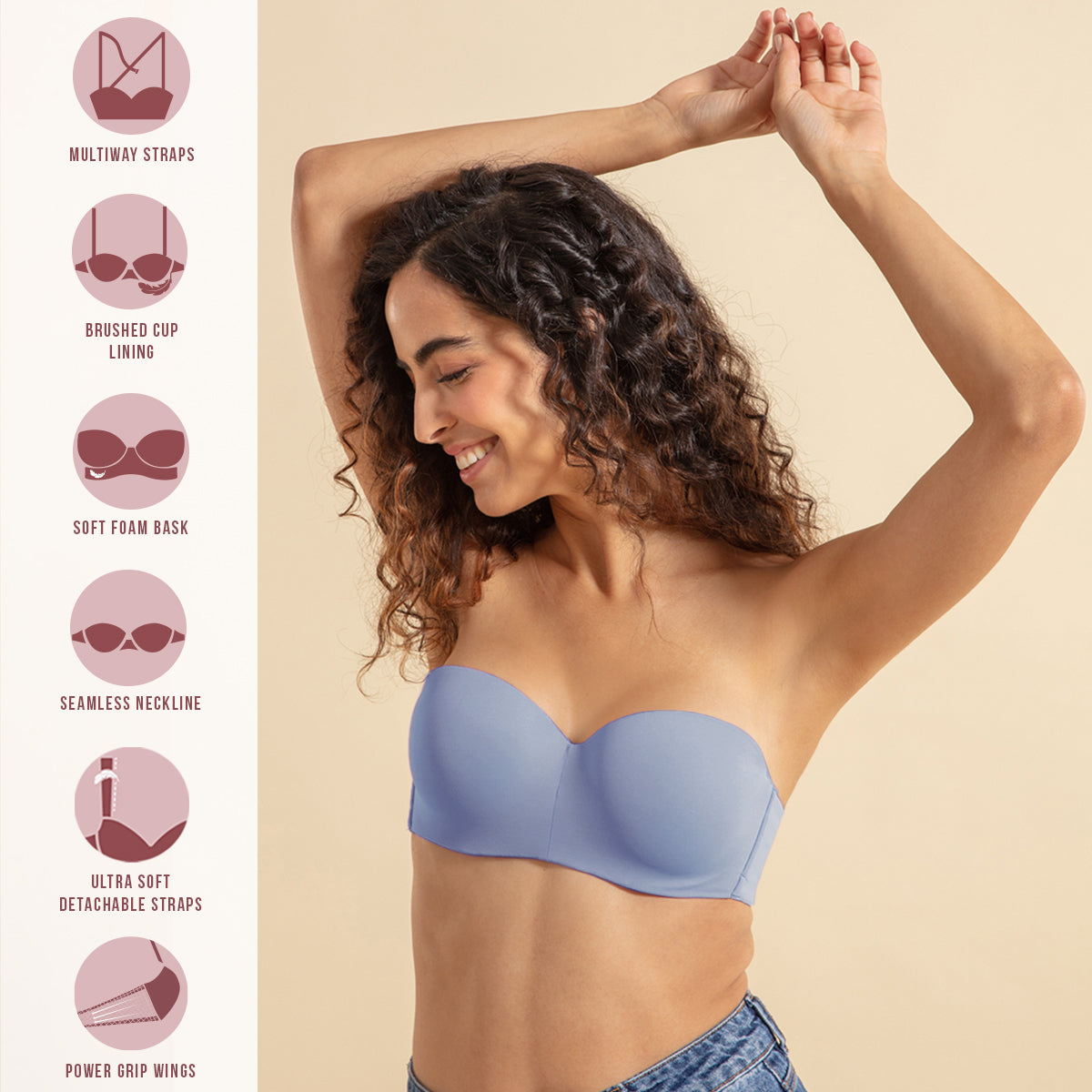 Nykd By Nykaa The Ultimate Multiway Strapless Padded Wired Bra NYB027 Blue