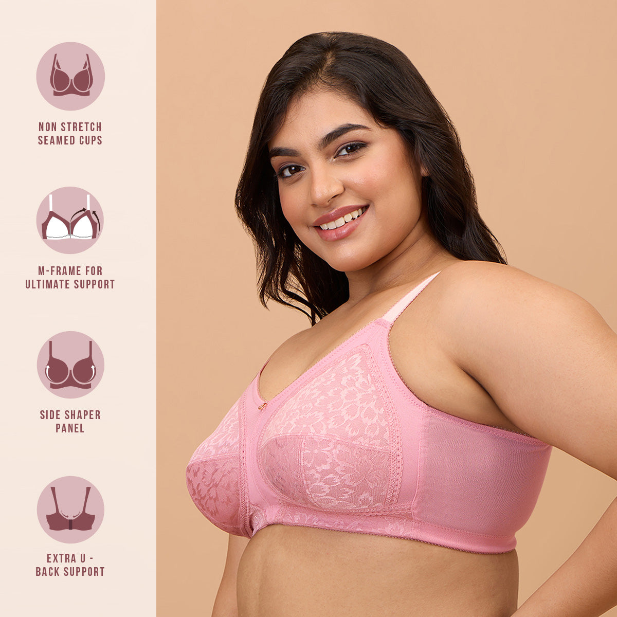 Ultimate Shape and Support No Bulge Bra-Lace NYB033-Blush