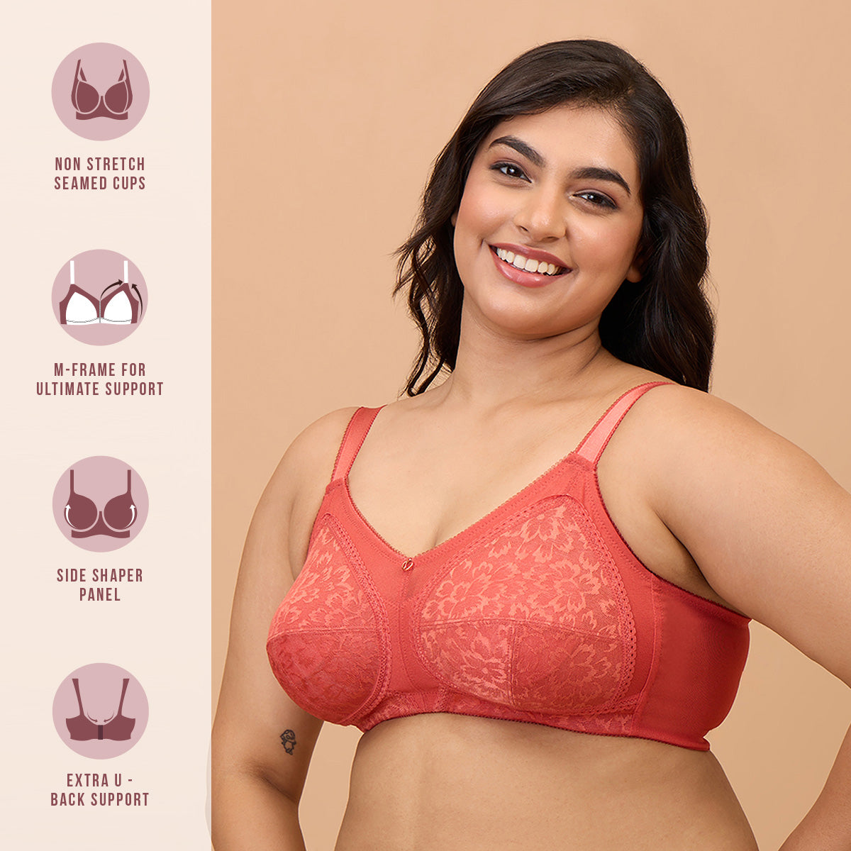 Ultimate Shape and Support No Bulge Bra-Lace NYB033-Red