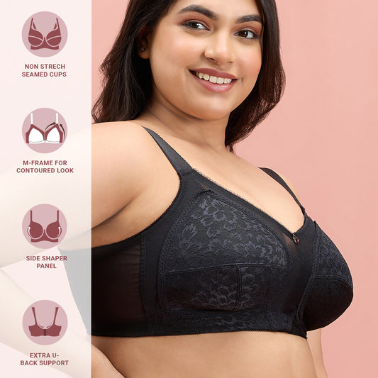 Nykd by Nykaa Ultimate Shape and Support No Bulge Bra-Lace-Black-NYB033