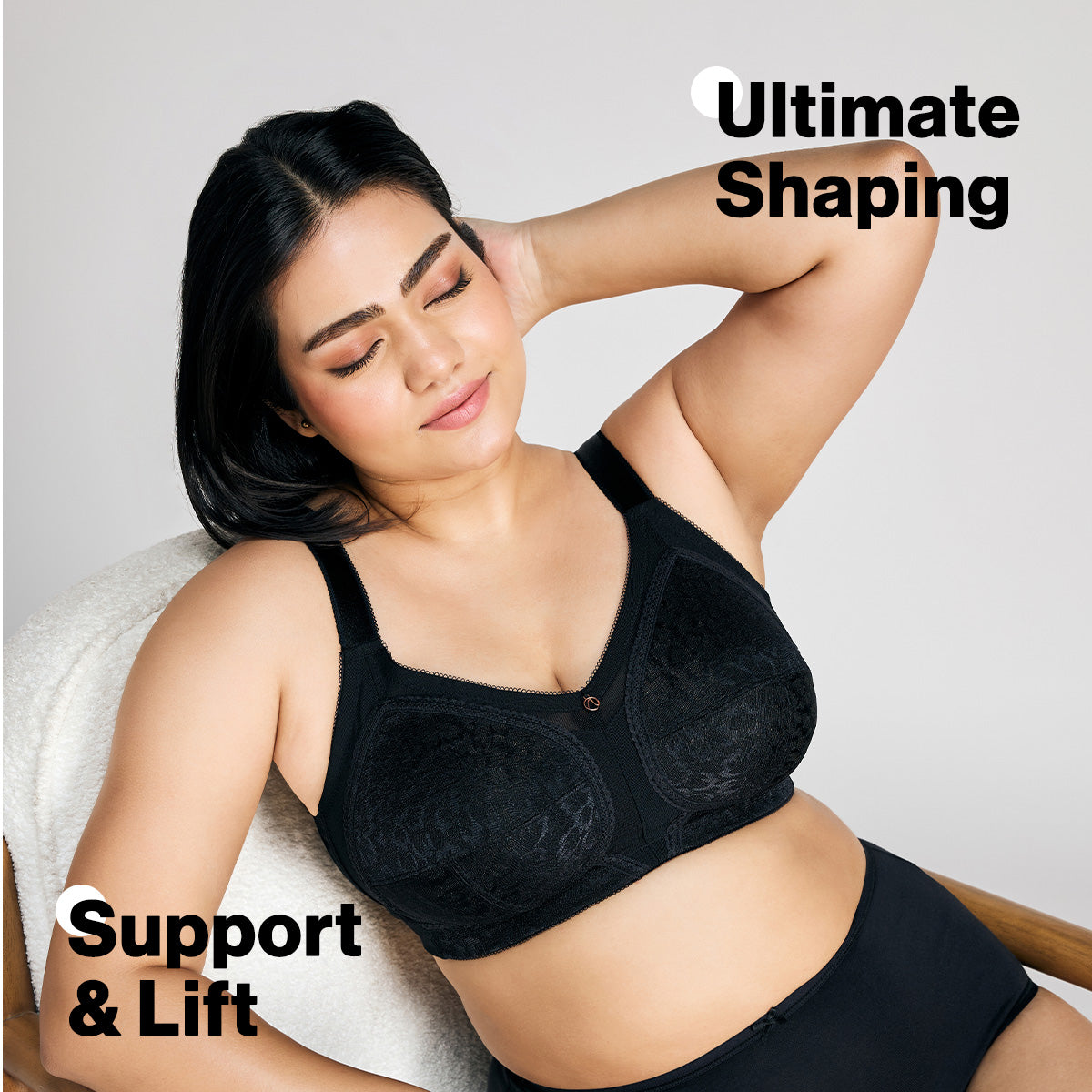Nykd By Nykaa Ultimate No Bulge, Shape & Support Non Padded Non Wired Lace Bra NYB033 Black