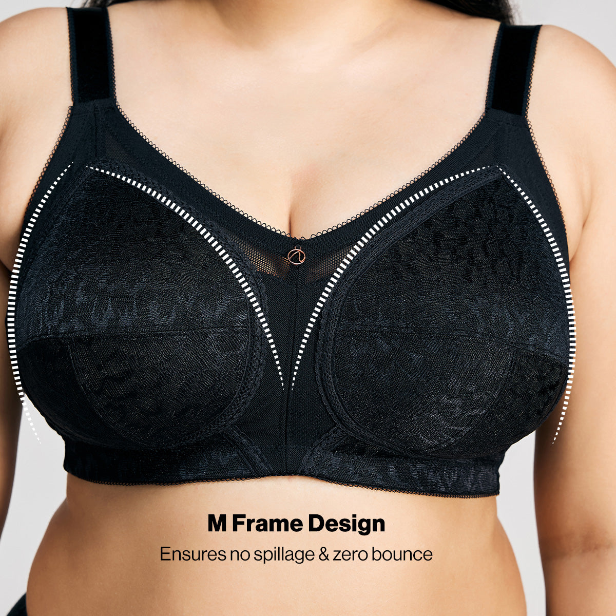 Nykd By Nykaa Ultimate No Bulge, Shape & Support Non Padded Non Wired Lace Bra NYB033 Black