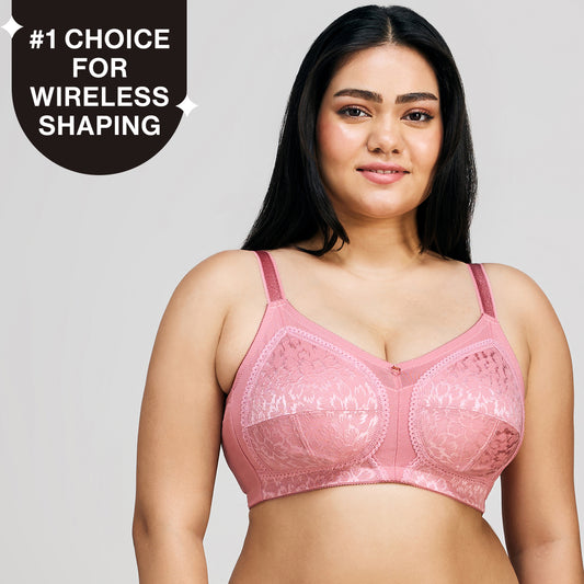 Nykd By Nykaa Ultimate No Bulge, Shape & Support Non Padded Non Wired Lace Bra NYB033 Blush