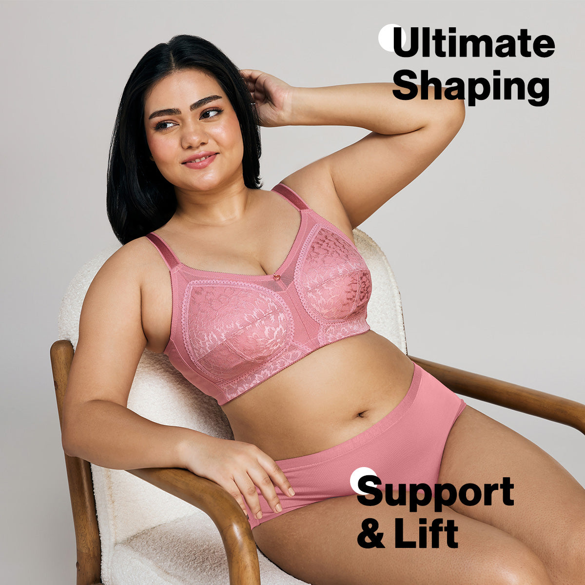 Nykd By Nykaa Ultimate No Bulge, Shape & Support Non Padded Non Wired Lace Bra NYB033 Blush