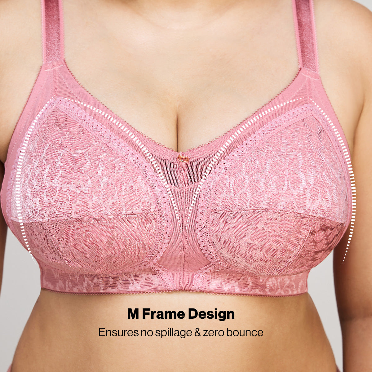Nykd By Nykaa Ultimate No Bulge, Shape & Support Non Padded Non Wired Lace Bra NYB033 Blush