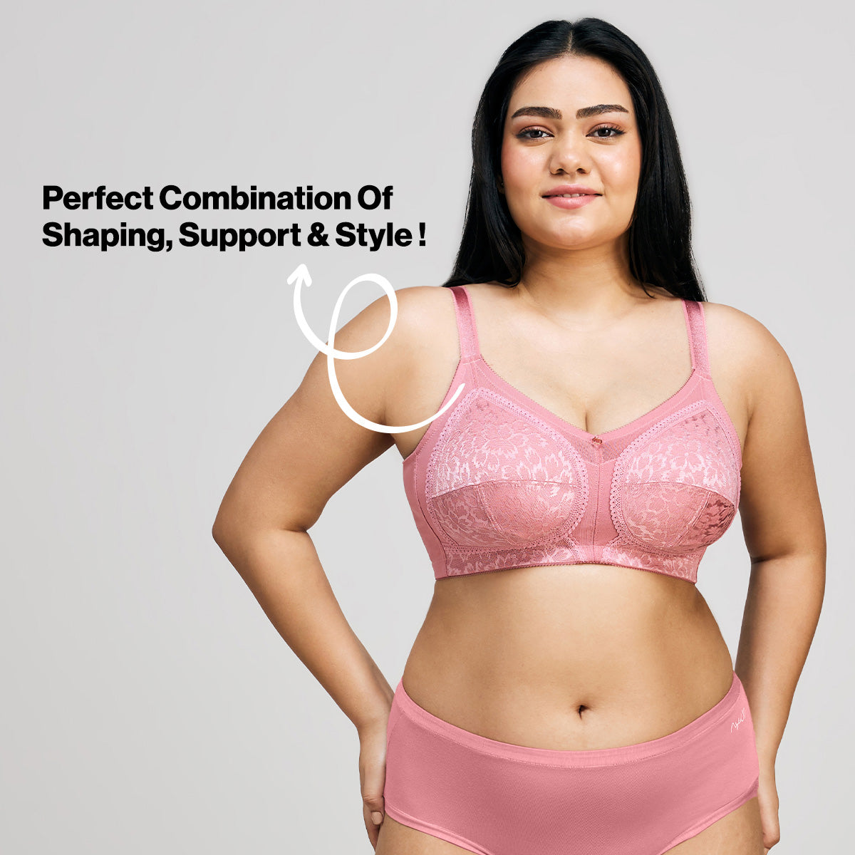 Nykd By Nykaa Ultimate No Bulge, Shape & Support Non Padded Non Wired Lace Bra NYB033 Blush