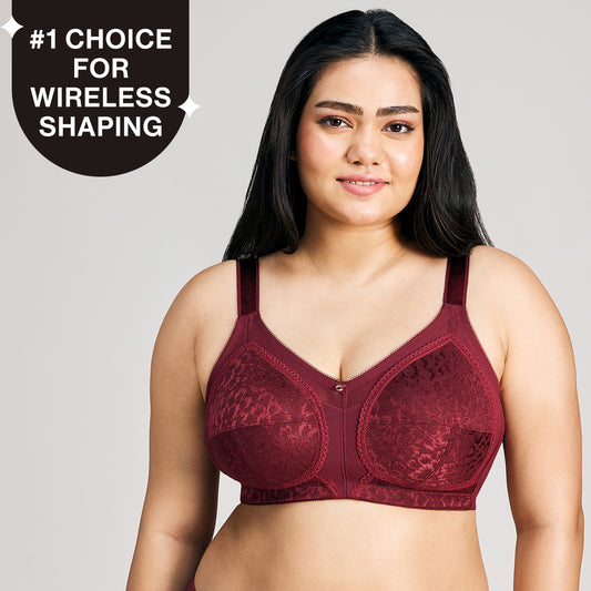 Nykd By Nykaa Ultimate No Bulge, Shape & Support Non Padded Non Wired Lace Bra NYB033 Wine