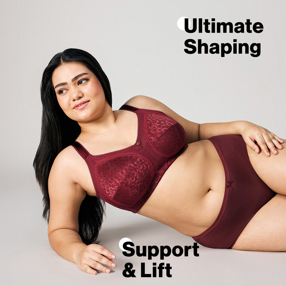 Nykd By Nykaa Ultimate No Bulge, Shape & Support Non Padded Non Wired Lace Bra NYB033 Wine