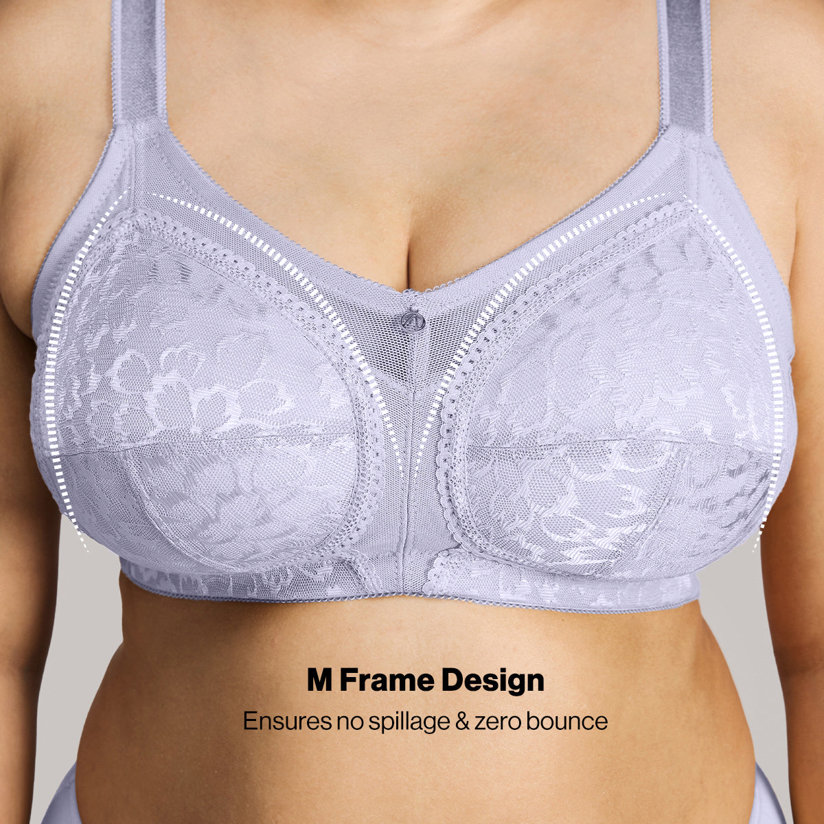 Nykd By Nykaa Ultimate No Bulge, Shape & Support Non Padded Non Wired Lace Bra NYB033 M Blue