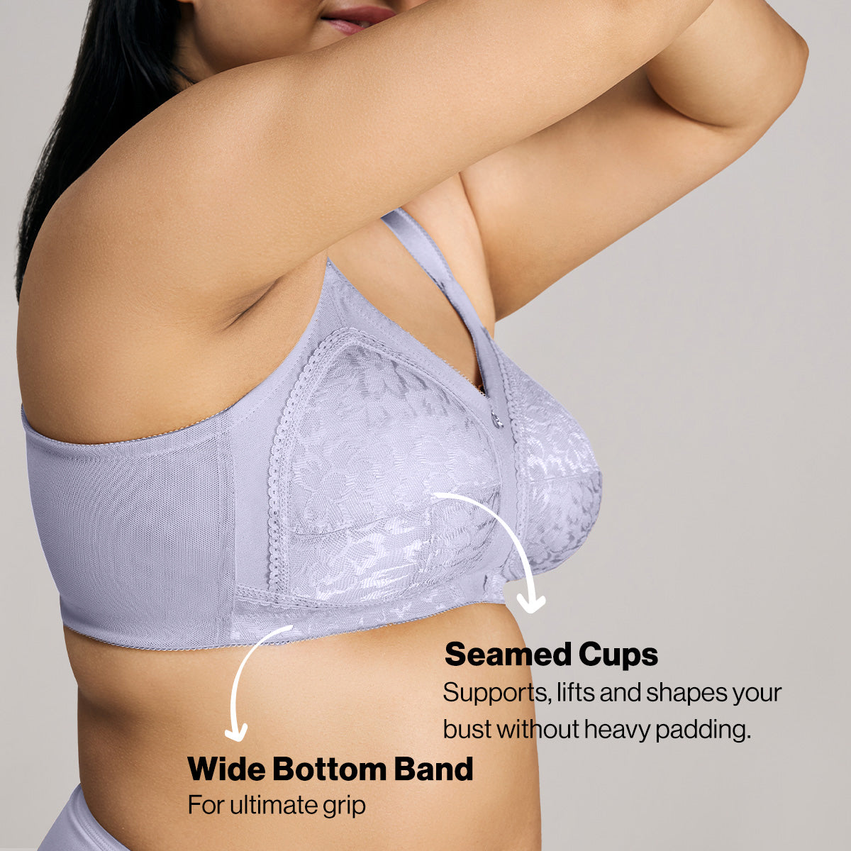 Nykd By Nykaa Ultimate No Bulge, Shape & Support Non Padded Non Wired Lace Bra NYB033 M Blue