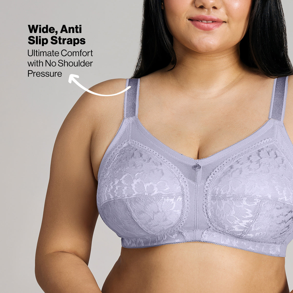 Nykd By Nykaa Ultimate No Bulge, Shape & Support Non Padded Non Wired Lace Bra NYB033 M Blue