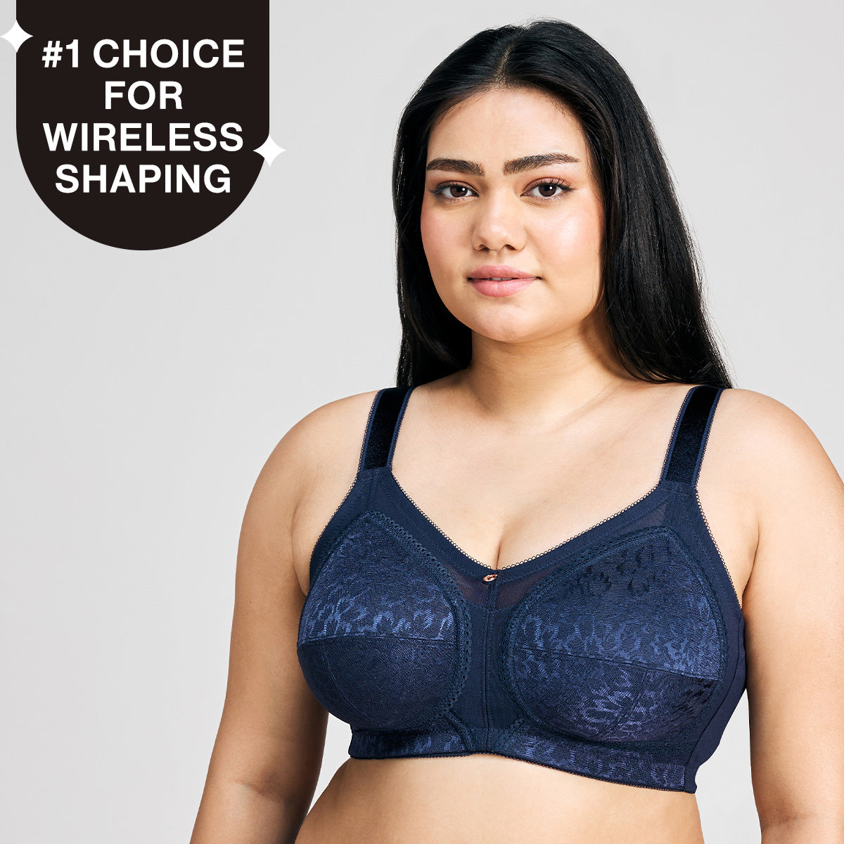 Nykd By Nykaa Ultimate No Bulge, Shape & Support Non Padded Non Wired Lace Bra NYB033 Navy Blue