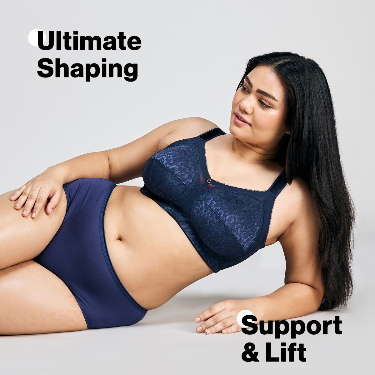 Nykd By Nykaa Ultimate No Bulge, Shape & Support Non Padded Non Wired Lace Bra NYB033 Navy Blue