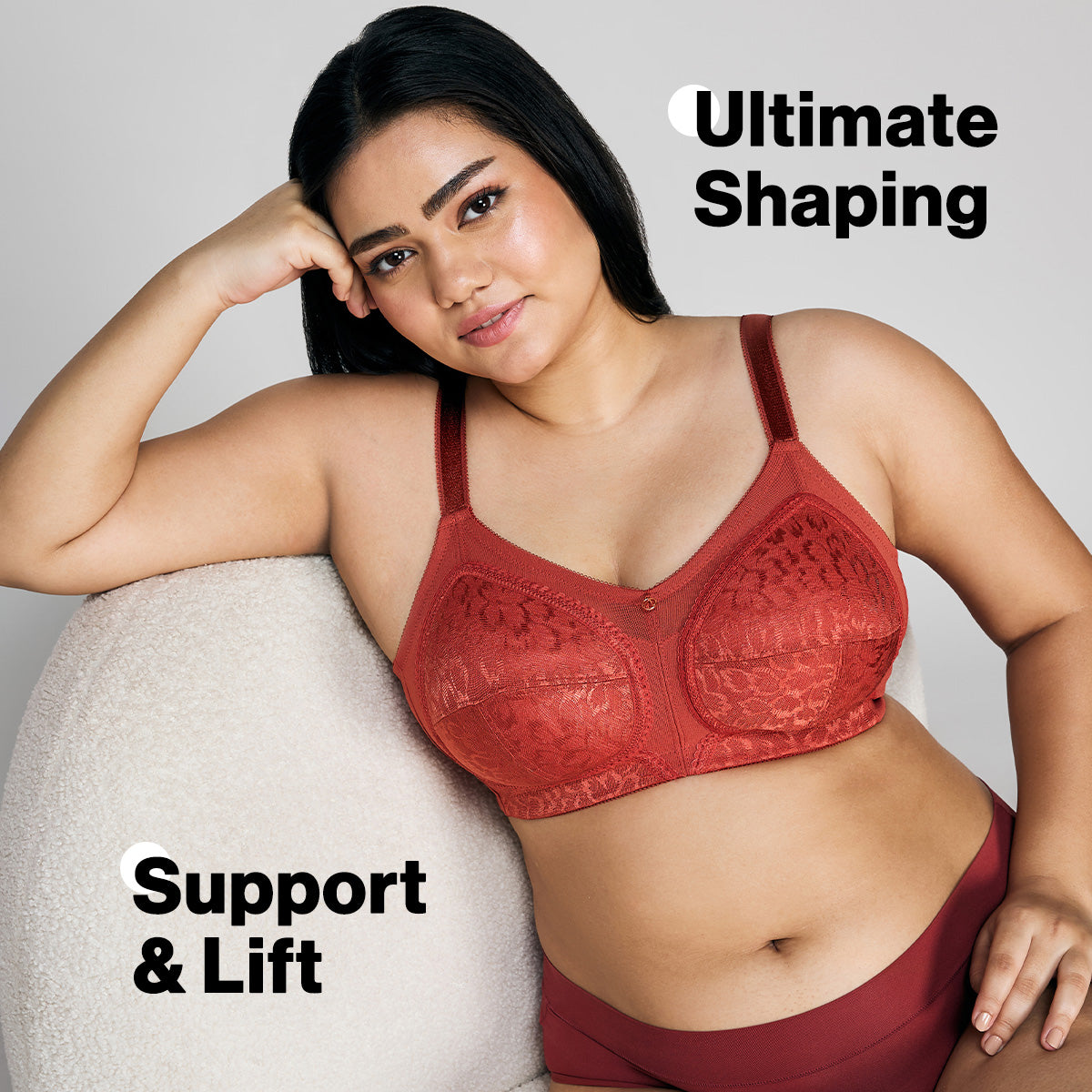 Nykd By Nykaa Ultimate No Bulge, Shape & Support Non Padded Non Wired Lace Bra NYB033 Red