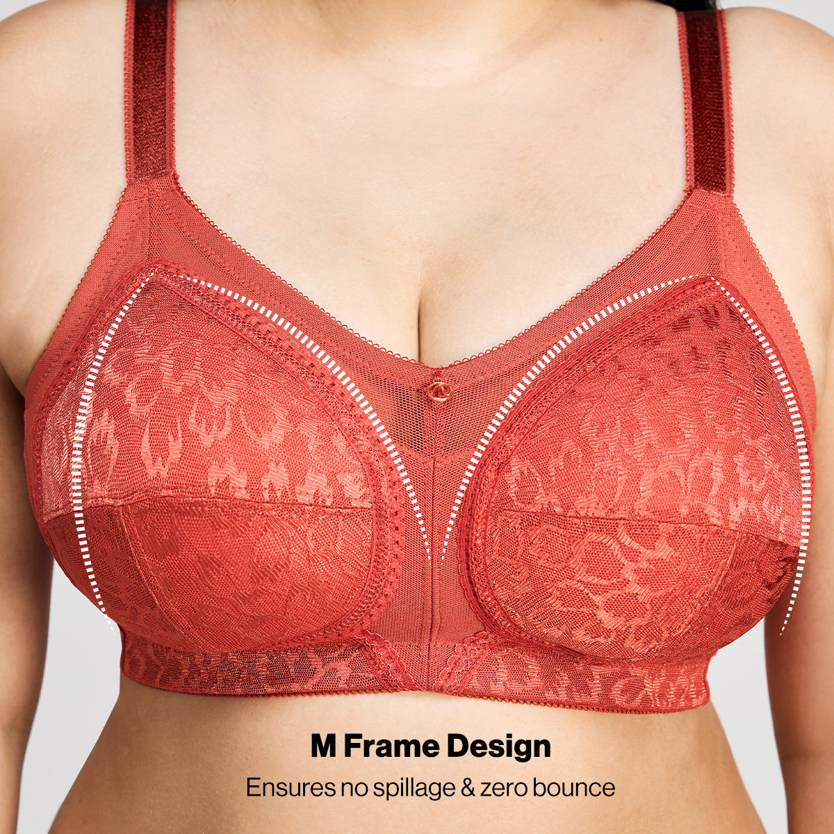 Nykd By Nykaa Ultimate No Bulge, Shape & Support Non Padded Non Wired Lace Bra NYB033 Red