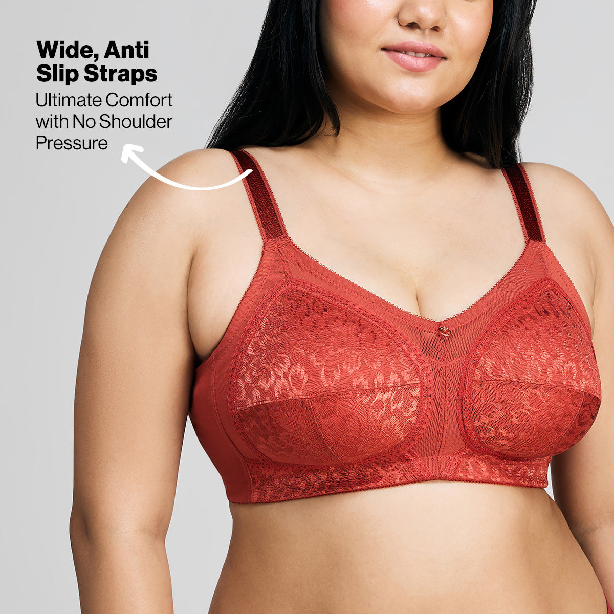Nykd By Nykaa Ultimate No Bulge, Shape & Support Non Padded Non Wired Lace Bra NYB033 Red