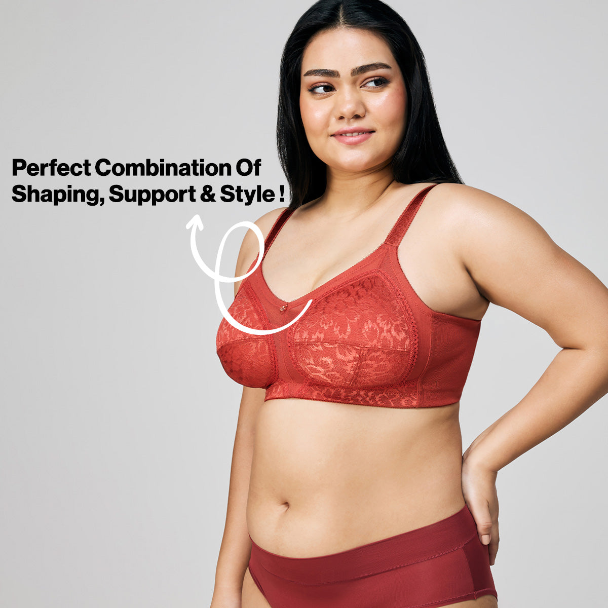 Nykd By Nykaa Ultimate No Bulge, Shape & Support Non Padded Non Wired Lace Bra NYB033 Red