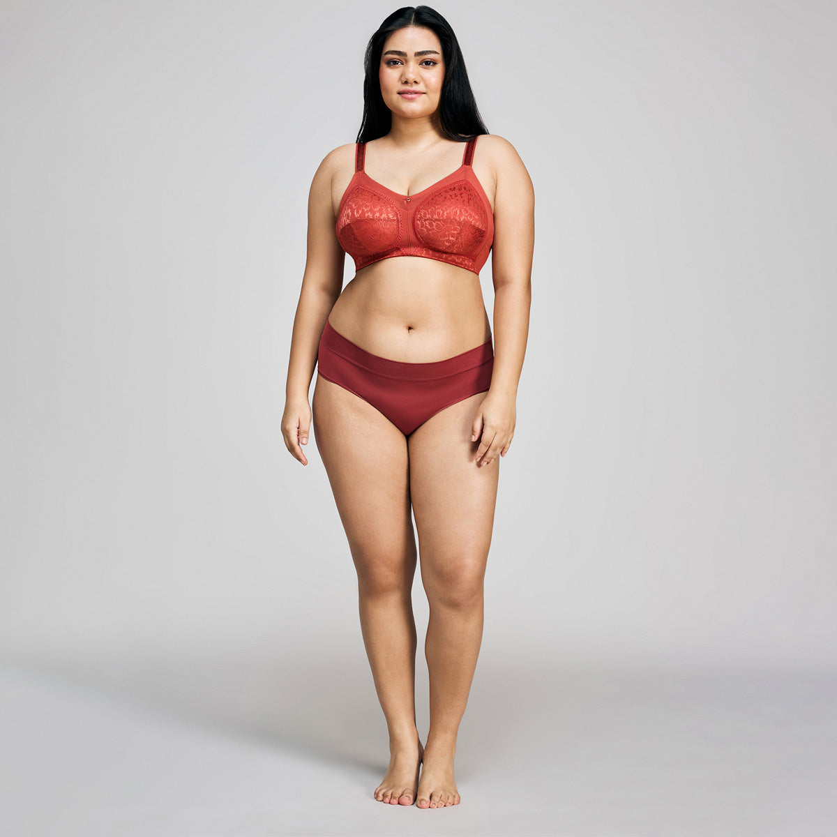 Nykd By Nykaa Ultimate No Bulge, Shape & Support Non Padded Non Wired Lace Bra NYB033 Red