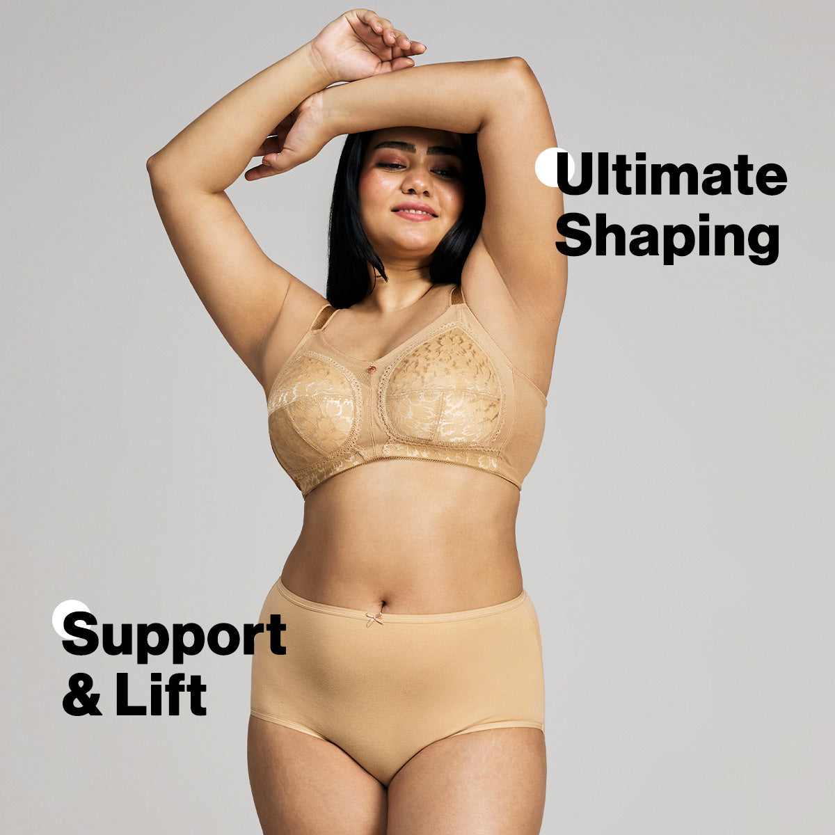 Nykd By Nykaa Ultimate No Bulge, Shape & Support Non Padded Non Wired Lace Bra NYB033 Sand