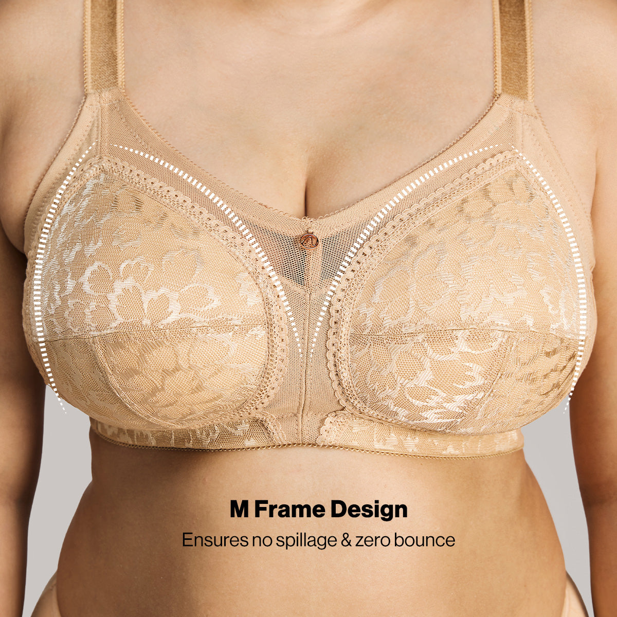 Nykd By Nykaa Ultimate No Bulge, Shape & Support Non Padded Non Wired Lace Bra NYB033 Sand