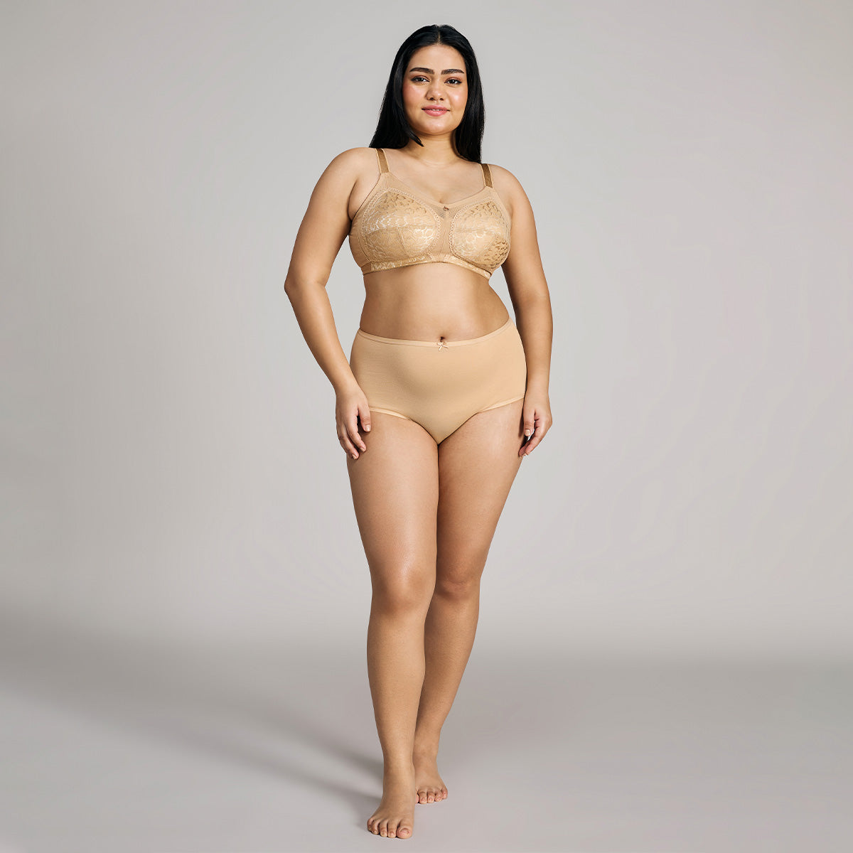 Nykd By Nykaa Ultimate No Bulge, Shape & Support Non Padded Non Wired Lace Bra NYB033 Sand