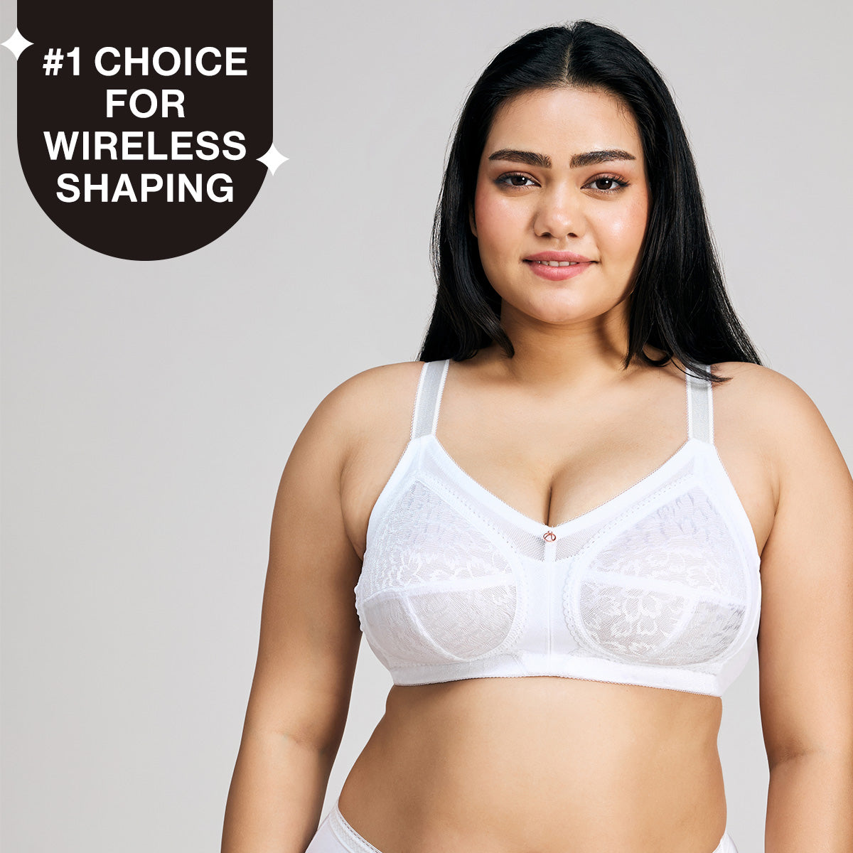 Nykd By Nykaa Ultimate No Bulge, Shape & Support Non Padded Non Wired Lace Bra NYB033 White