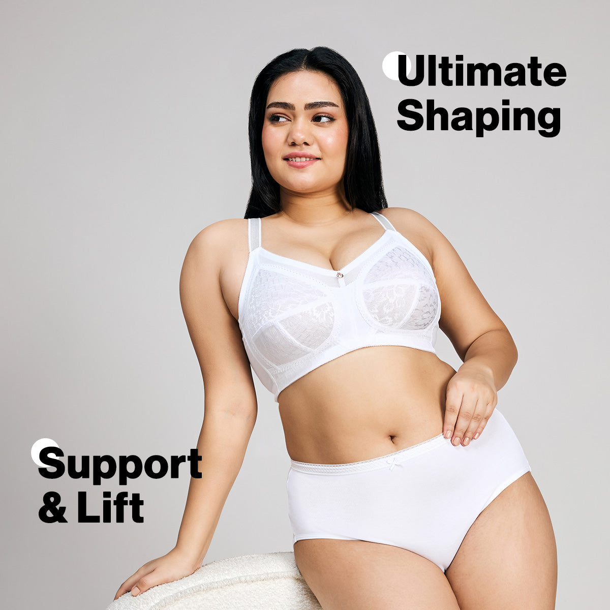 Nykd By Nykaa Ultimate No Bulge, Shape & Support Non Padded Non Wired Lace Bra NYB033 White