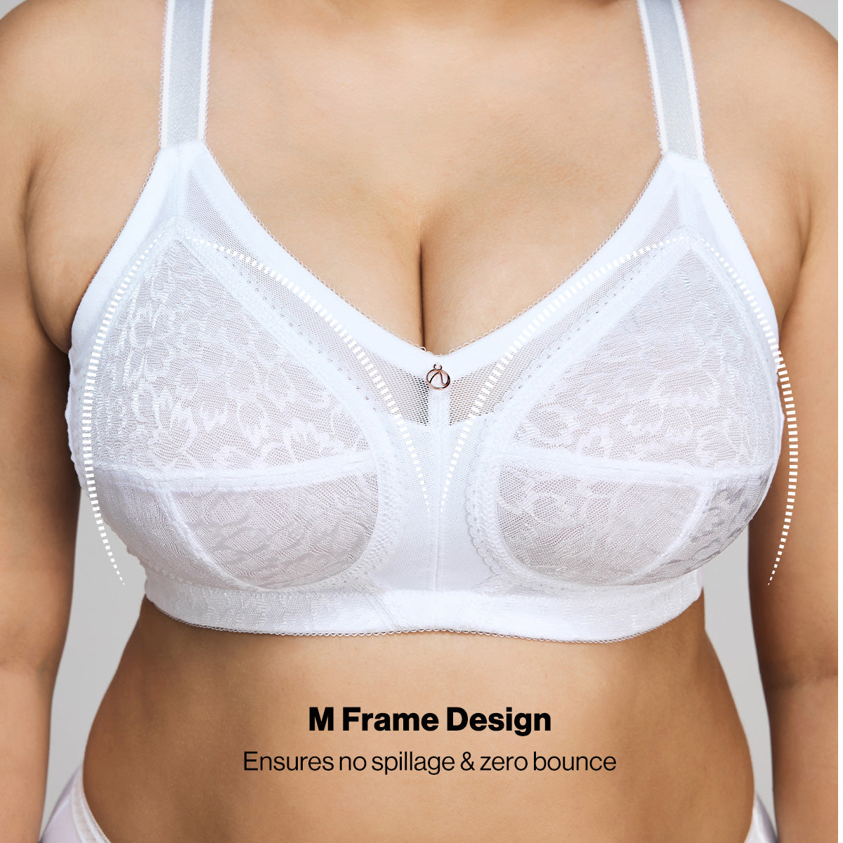 Nykd By Nykaa Ultimate No Bulge, Shape & Support Non Padded Non Wired Lace Bra NYB033 White